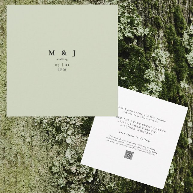 Invitation Carré élégant et simple moderne Moss Green Mariage (Créateur téléchargé)