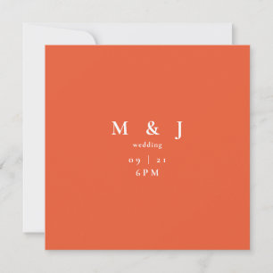 Invitation Carré élégant et simple moderne orange Mariage