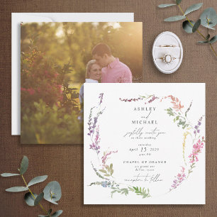 Invitation Carré Fleur sauvage Aquarelle Florale Mariage phot