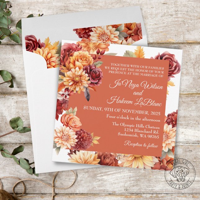 Invitation Carré floral d'automne (Créateur téléchargé)