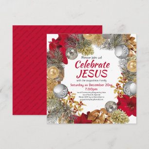 Invitation Carré JÉSUS JÉSUS FÊTE DE NOËL