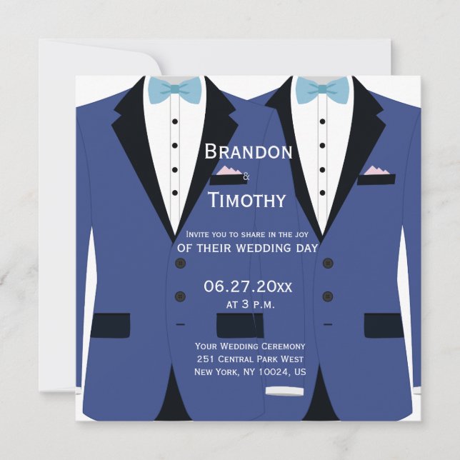Invitation Carré Light Blue Gay Wedding Invite (Devant)