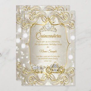 Invitation Carré magique Quinceanera or Beige Argent