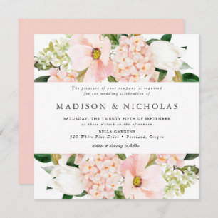 Invitation Carré Mariage floral à ressort