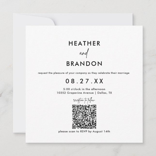 Invitation Carré minimaliste du code QR (Devant)