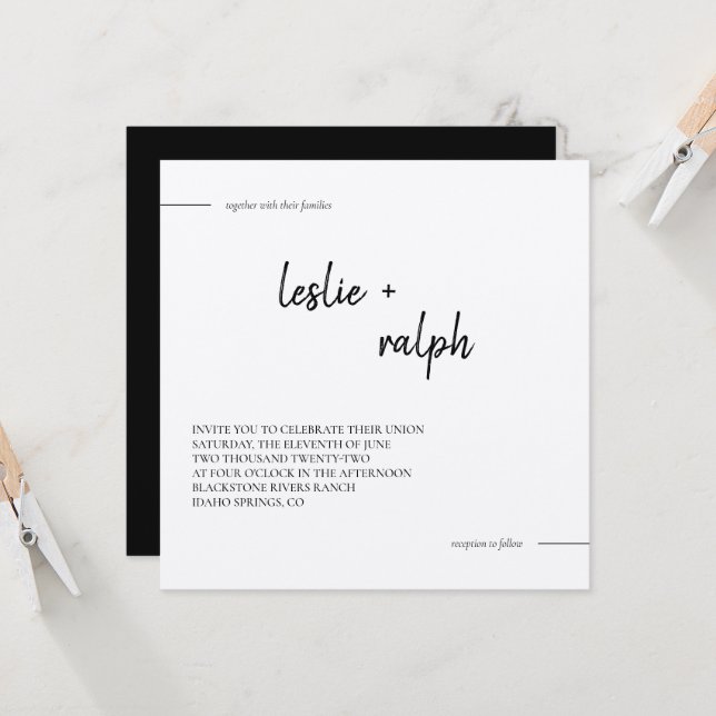 Invitation carré moderne (Devant/Arrière en situation)