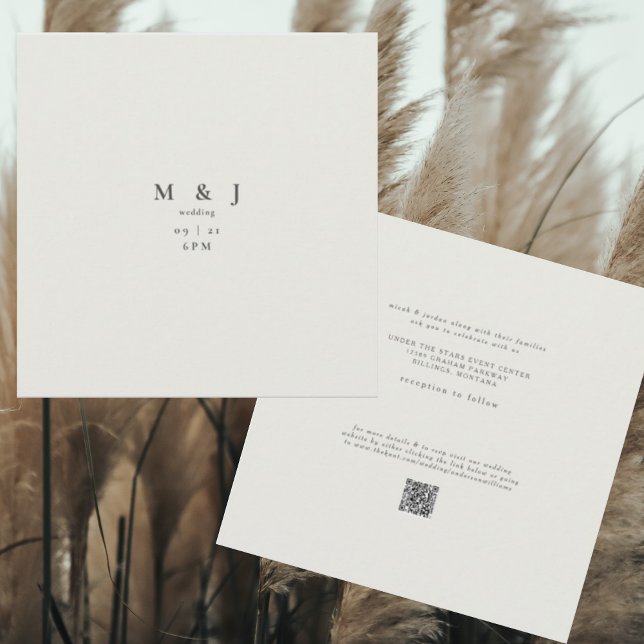 Invitation Carré moderne beige élégant et simple Mariage (Créateur téléchargé)