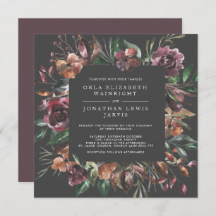 Invitation Carré Moody Fall Floral Bural Mariage