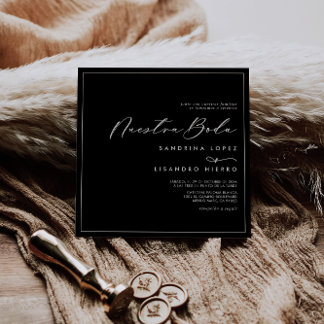 Invitation Carré noir classique officiel Nuestra Boda Mariage