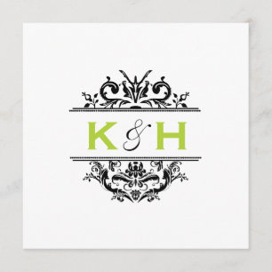 Invitation carré noir et vert de crête