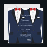 Invitation Carré Personnalisé Bleu Et Blanc Mariage Gay Invit<br><div class="desc">Invitations de mariage gay bleu et blanc carré personnalisées,  lorsque les mariés sont hébergés,  avec texte changeable</div>