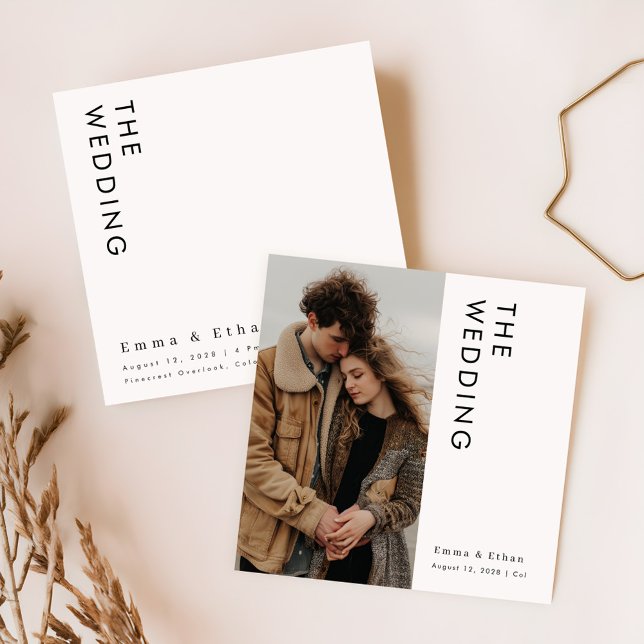 Invitation Carré photo minimaliste moderne Mariage (Créateur téléchargé)