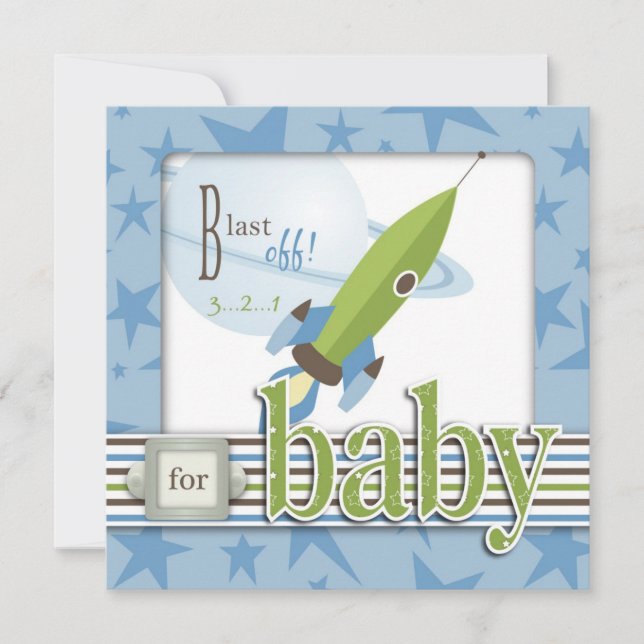 Invitation Carré pour bébé garçon (Devant)