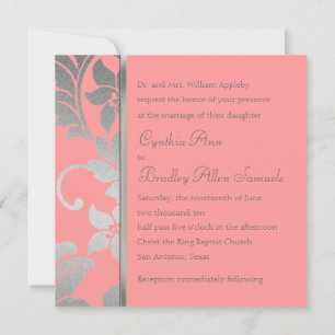 Invitation Carré Silver Damask