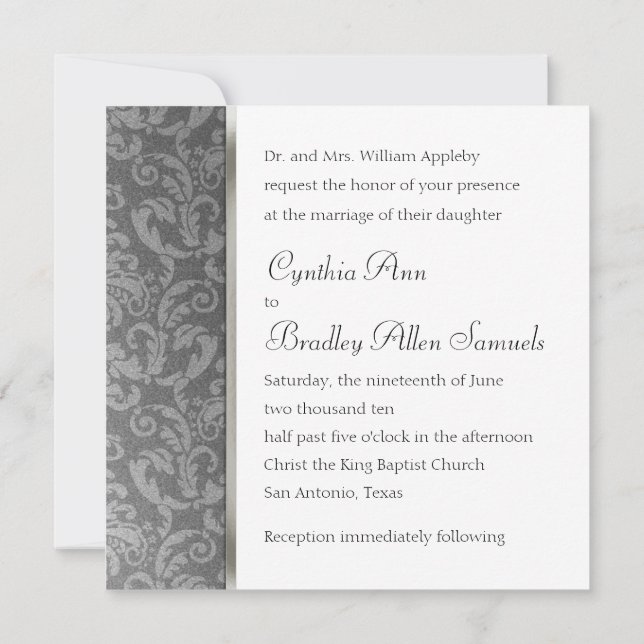 Invitation Carré Vintage Damask Grey (Dos)