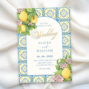 Invitation Carreau artistique méditerranéen mariage floral ci