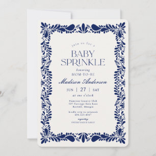 Invitation Carreau de Talavera bleu Fête espagnole Baby showe