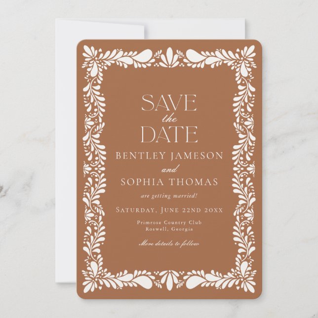 Invitation Carreau de Talavera en argile Fiesta Espagnole Ann (Devant)