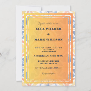 Invitation Carreau Marocain Orange Gras pour Mariage d'Été