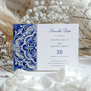 Invitation Carreaux azulejo traditionnels "Save the Date" Mar