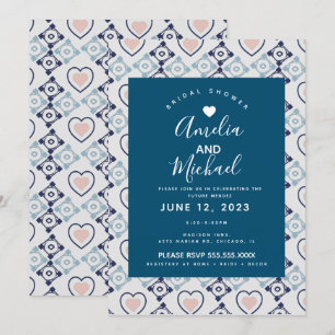 Invitation Carreaux d'amour romantique nuptiale méditerranéen