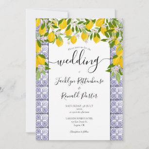 Invitation Carreaux de verdure de citrons Script Mariage
