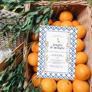 Invitation Carreaux floraux botaniques de citrus de Noël   Va