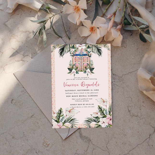 Invitation Carreaux Floraux | Réception de Mariage Tropical M (Créateur téléchargé)
