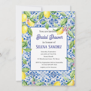 Invitation Carreaux portugais Fête des mariées d'aquarelle Le