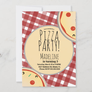 Invitation carreaux rouge moderne pour fête d'anni