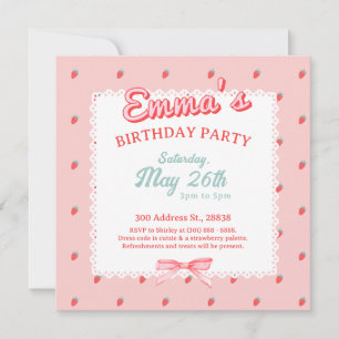 Invitation Carrée Fraise Mignonne