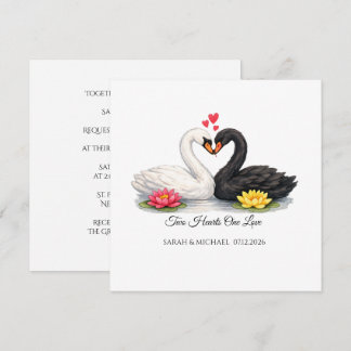 Invitation Carrée Personnalisée Deux Cœurs Un Amou
