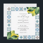 Invitation Carrelage Amalfi & Aquarelle Lemon Wedding Invitat<br><div class="desc">Laissez-vous tenter par la beauté enchanteresse d'un été italien avec notre faire-part de mariage botanique époustouflant. Reprenant avec élégance l'essence du charme rustique d'Amalfi, cette invitation présente un mélange harmonieux de motifs de tuiles traditionnelles et de la vitalité des citrons d'aquarelle, accueillis par des feuilles botaniques verdoyants. Le mot "Mariage"...</div>