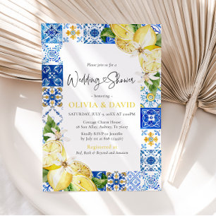 Invitation Carrelage bleu Citron Wedding shower italien Invit