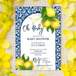 Invitation Carrelage bleu et citron Amalfi Positano baby show<br><div class="desc">Carrelage bleu et citron Amalfi Positano style méditerranéen baby shower modèle d'invitation.</div>