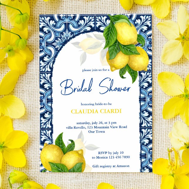 Invitation Carrelage bleu et citron Amalfi Positano douche nu (Créateur téléchargé)