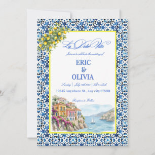 Invitation Carrelage bleu italien Amalfi Coast Lemon