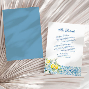 Invitation Carrelage bleu italien et citron Mariage Détails C
