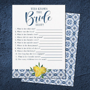 Invitation Carrelage bleu méditerranéen Citron Fête des marié