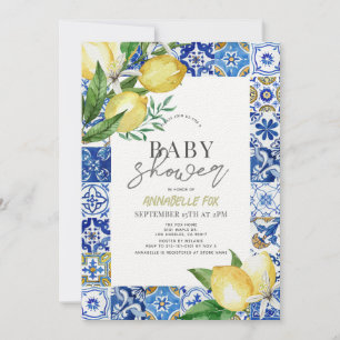 Invitation Carrelage bleu méditerranéen Citrus Citrus Baby sh