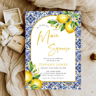 Invitation Carrelage bleu méditerranéen Fête des mariées d'ar