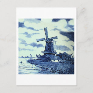 Invitation Carrelage bleu vintage Delft - Windmill