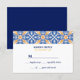Invitation Carrelage espagnol   mariage méditerranéen bleu ja
