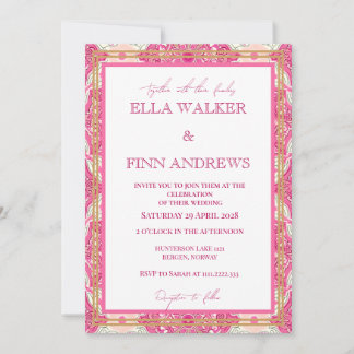 Invitation Carrelage esthétique rose typographie moderne mari
