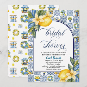 Invitation Carrelage italien Citron thème Fête des mariées d'