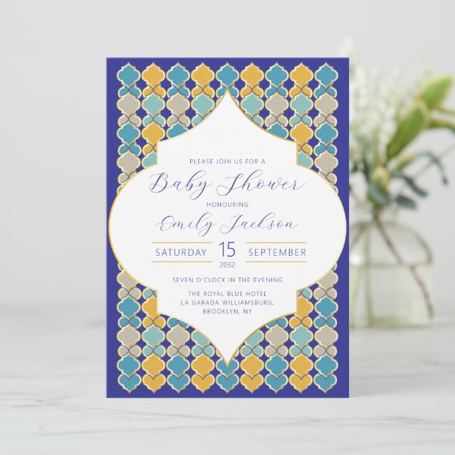 Invitation Carrelage marocain Royal Blue Golden (Debout devant)