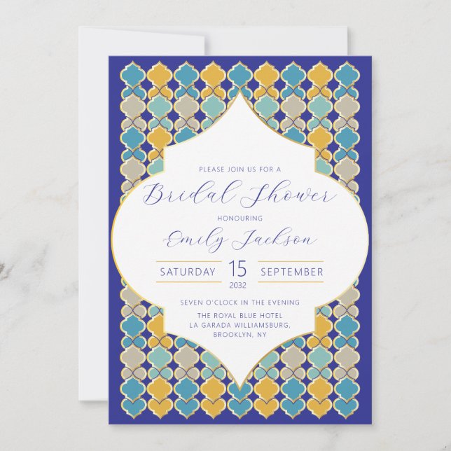 Invitation Carrelage marocain Royal Blue Golden (Devant)