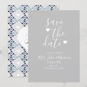 Invitation Carrelage méditerranéen moderne avec coeur Économi