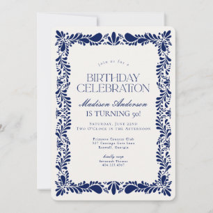 Invitation Carrelage Talavera bleu Espagne fête d'anniversair