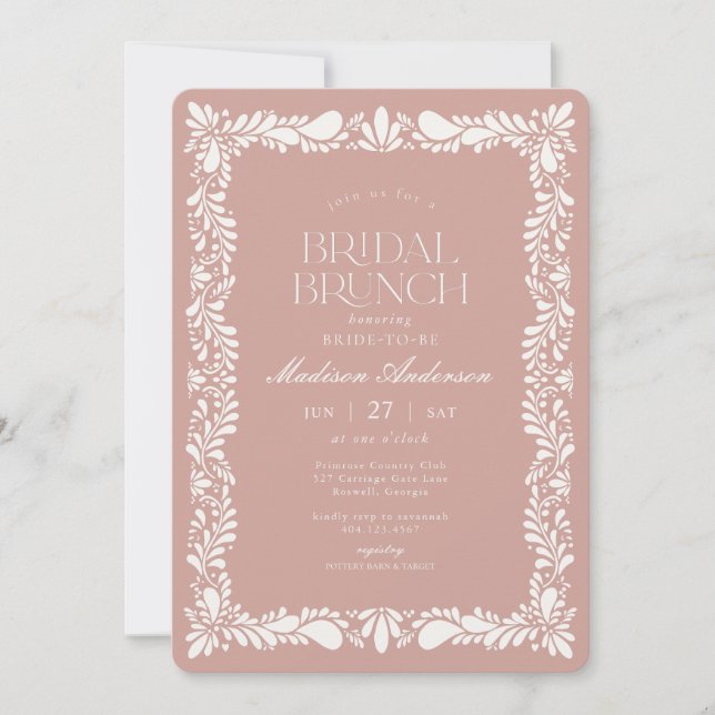 Invitation Carrelage Talavera rose Espagne Fiesta Bridal Brun (Devant)